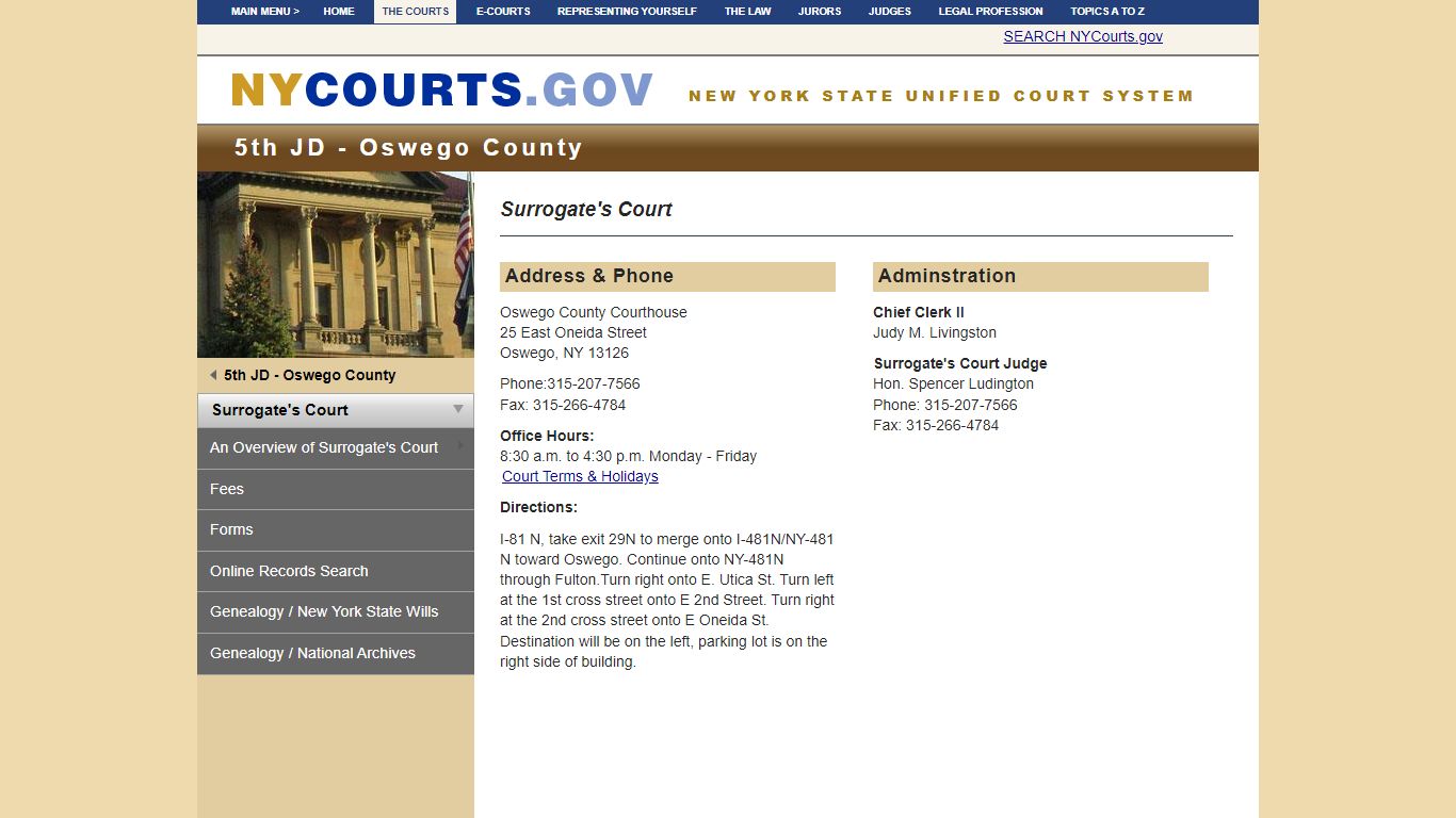 Surrogate's Court - Oswego County | NYCOURTS.GOV