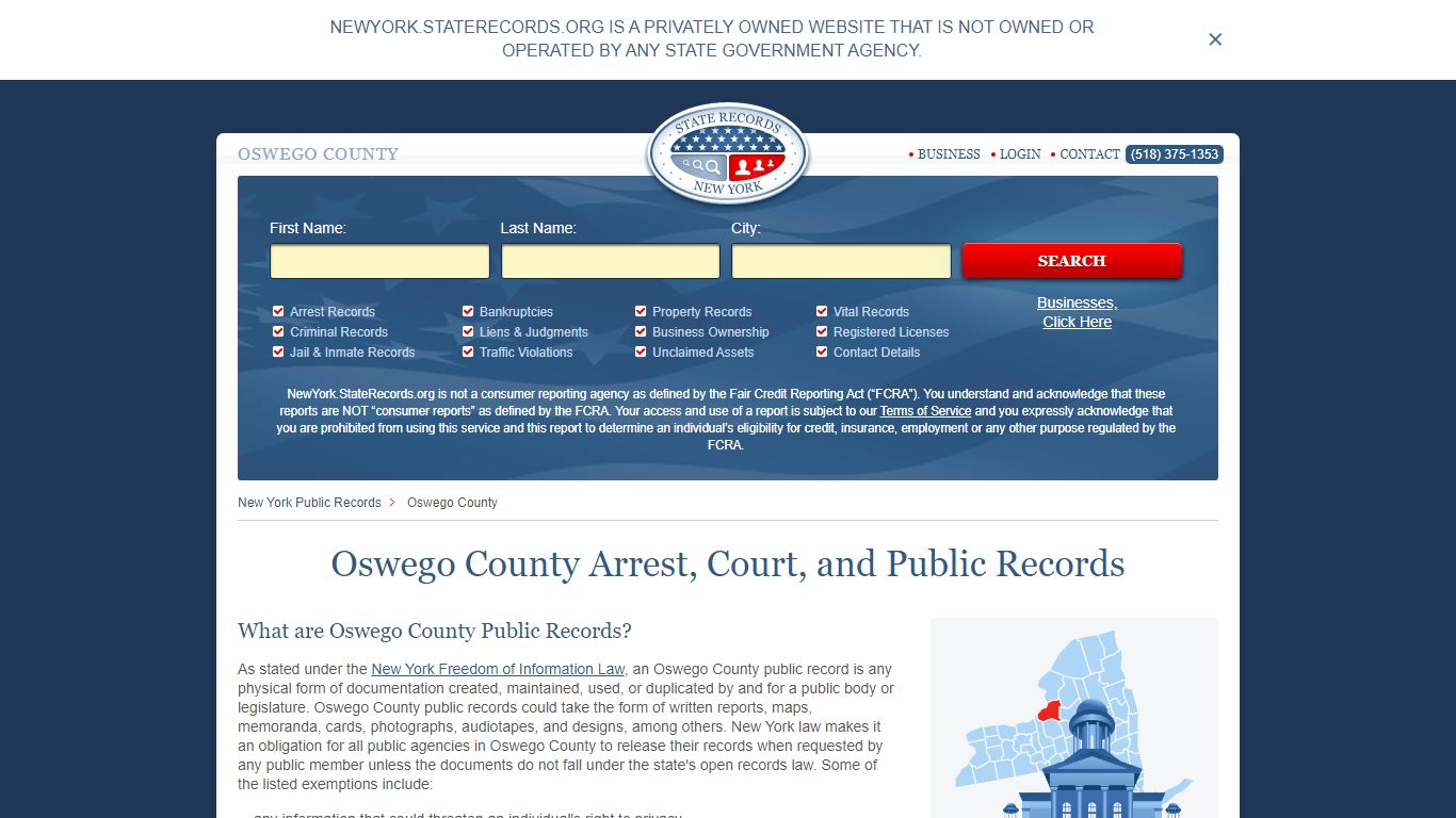 Oswego County Arrest, Court, and Public Records