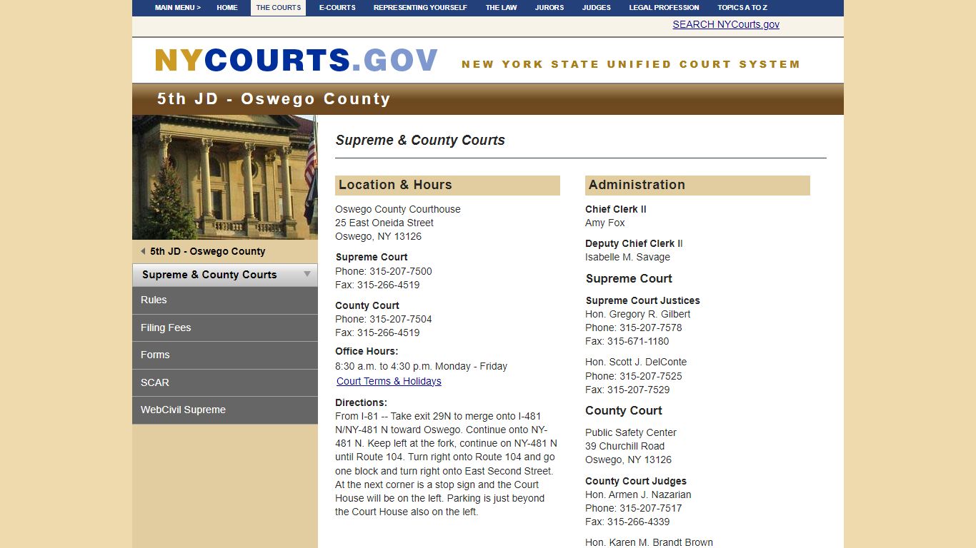 Supreme & County Courts - Oswego County | NYCOURTS.GOV