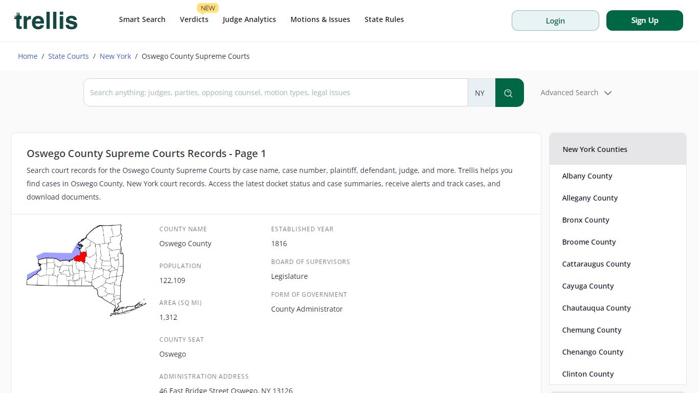 Oswego County Supreme Courts Records - Page 1 - Trellis